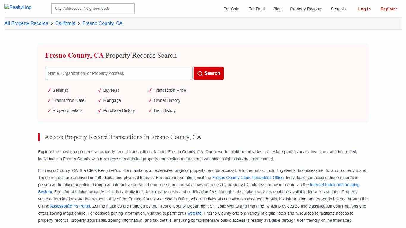 Fresno County, CA Property Records Owner Search, Mortgage Liens & Transaction History RealtyHop